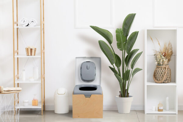 TROBOLO TeraGO composting toilet in white bathroom